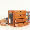 Wooden Storage Box Rustic Desktop Organizer with Drawers/Labels 4 Tier