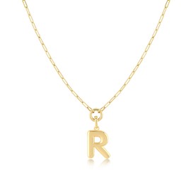 Jewelry Atelier Gold-Filled Initial Necklace for Women – Layered Initial Necklace with A-Z Pendant – 14k Gold-Filled Paperclip Chain– Cute Layered Gold Choker – Gold Jewelry for Women, Gold, No