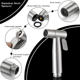 Bidet Hand Shower, Pack of 2 Bidet Toilet Sprayer Made of Stainless Steel, High Powered Hand Held Bidet Sprayer Premium Brushed Stainless Steel Sprayer Bidet Water Saving Shower Head