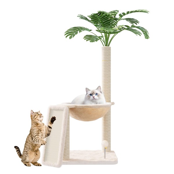 Small Cat Tree, Green Cat Tree with Scratching Post, Hammock