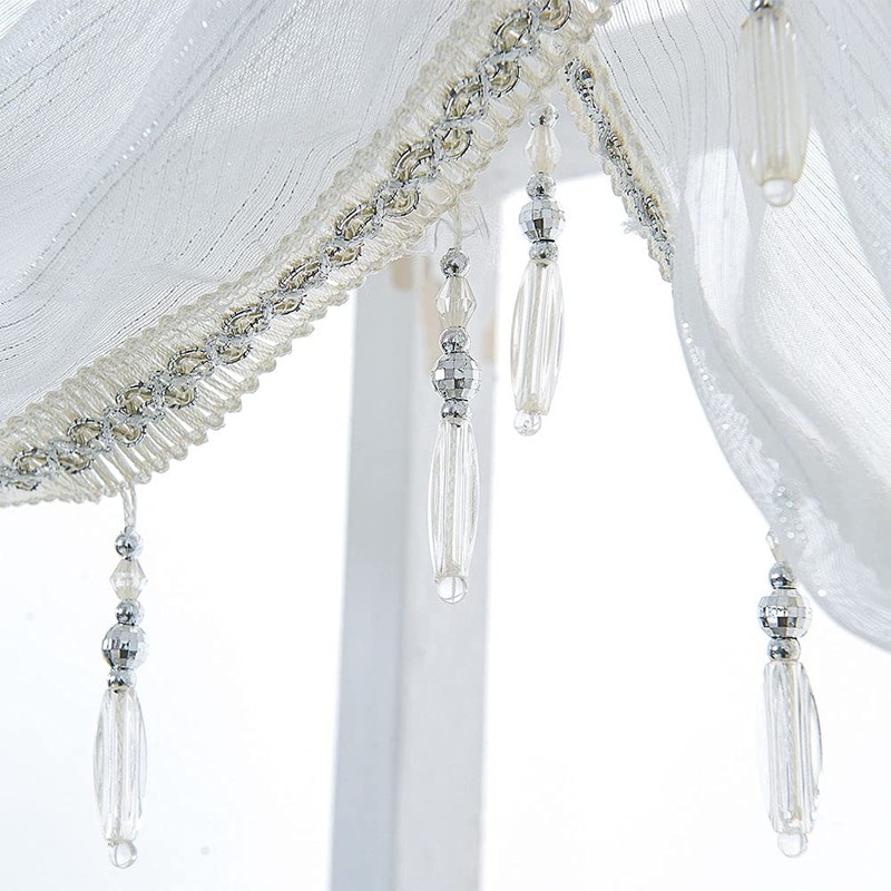 ANCLLO 3 Panels White Solid Waterfall Valance Window Curtain Linen