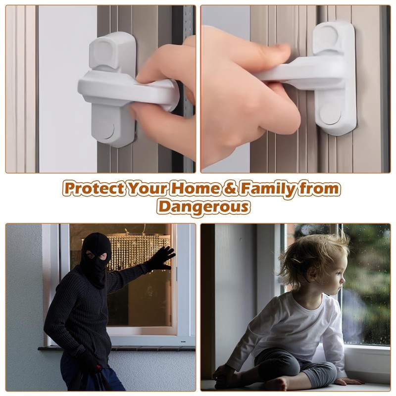 Pack of 6 Window Lock White Window Lock Burglary Protection