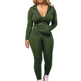 Mrskoala Two Piece Outfits for Women Jogger Sets Workout Sweat Suits Tracksuit Pants Set Darkgreen L