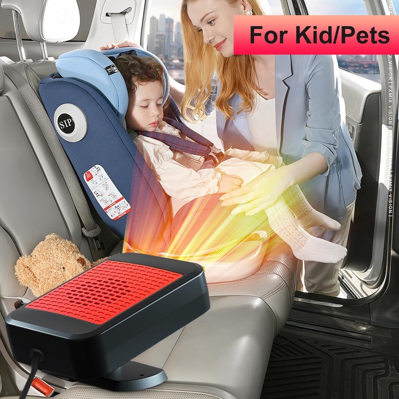 KINOWJI Portable Car Heater,12V 200W Fast Heating Defroster 2 in