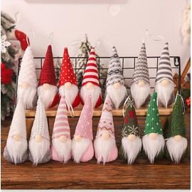3PCS Christmas Ornaments Hanging Christmas Gnomes Ornaments Swedish Handmade Plush Gnomes Santa Elf Hanging Christmas Tree Decorations Holiday Xmas Decorations Home Christmas Decor (White)