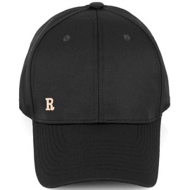 Daxton Performance Hat High Profile Structured Baseball Cap A to Z Gold Metal Emblem, Black Hat Letter R