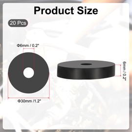 PATIKIL Multi Purpose Rubber Spacer, 20 Pcs 6mm ID x 30 OD x 6mm T Neoprene Round Anti-Vibration Isolation Pads Isolator Rubber Bushings Spacer Washer for HVAC Bolts Car Accessories