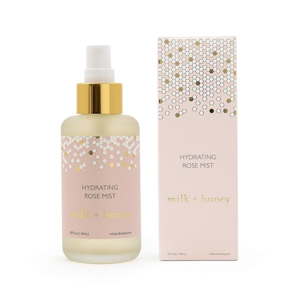 milk + honey Hydrating Rose Mist, Soothing and Hydrating Rose Infused Facial Mist Spray, Organic Beauty Skin Care, 4 Oz