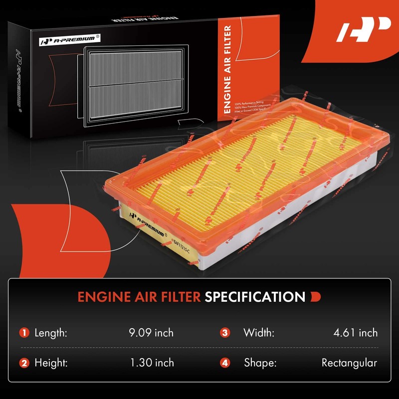 A-Premium Filtro de aire del motor 2-PC compatible con Nissan