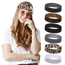 6 Stück Haarband Damen Sommer, Stirnband Damen Sport Antirutsch, Elastische Haarreifen, Schweiß Headband Hairband zum Laufen für Laufen, Fitness, Yoga, Fitnessstudio, Fitnessstudio