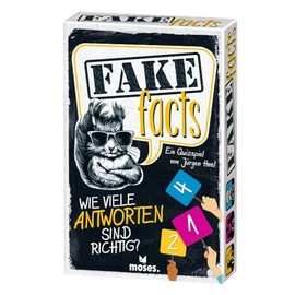 moses Fake Facts, Quick Facts Quiz for Social Game Evenings, Quiz Game with Hidden Fakes, Guessing Fun with 150 Questions and 750 Answers, Black, Card Game from 12 Years
