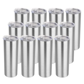 50Pack 20 Oz Straight Skinny Tumblers, Individually Gift Boxed Stainless Steel Slim Skinny Tumbler Set Bulkcolor: 50pcs sliver, capacity: 20 oz