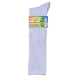 Gunze Kids' Socks, High Socks, Kids, Boys, Girls, School, Cotton Blend, Comfortable Fit, Support, White Rib, Set of 2 Pairs, white