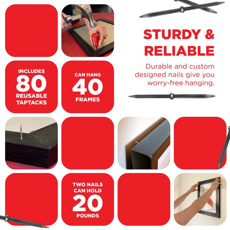 TapHanger Picture Frame Hanging Kit for Drywall - Hang Wooden