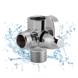 Válvula Desviadora de Cabezal de Ducha G1/2", Válvula Adaptadora en Forma de T de 3 Vías, de Baño Universal Cromado de Latón, Pieza de Repuesto para Brazo de Ducha Montado