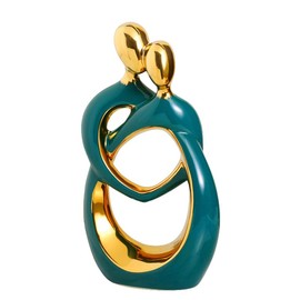 QBMYCN Couple Hugging Ceramic Statue,Modern Abstract Art Statue,Romantic Abstract Couple Sculpture,Home Decor Ceramic Statue,for Living Room Bedroom Office Entryway Fireplace.