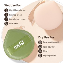 MSQ Makeup Sponge Powder Puff 5 Pcs Makeup Sponge Puff Teardrop Setting Powder Puff Face Makeup Cushion Puff Soft Sponge Wet Dry Dual-Use for Concealer Liquid Cream and Powder, Beginner Friendly
