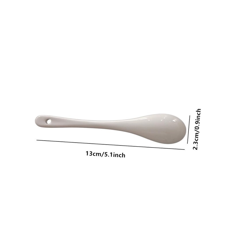 White Ceramic Coffee Spoon, 5 Inch Small Tea Spoons for