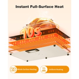 WARMOUNTS Electric Warming Tray (32''×18''), Temperature Control Food Warmers for Buffets Party with Touch-sensitive Buttons and Timer, Full Surface Tempered Glass Top Heating Food Warming Tray