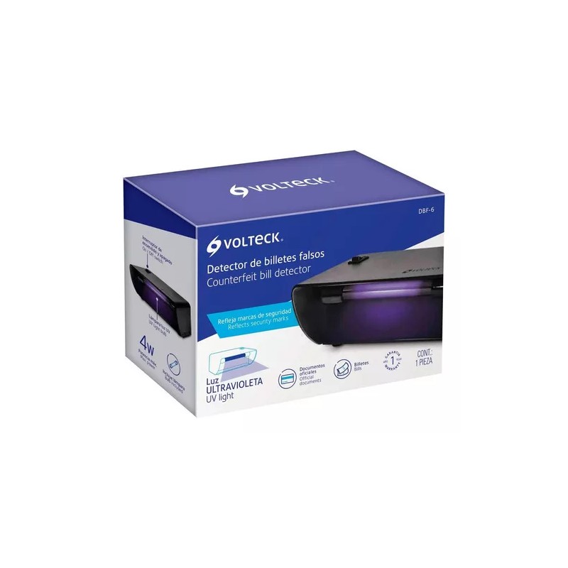 Volteck Detector De Billetes Falsos, 4 W, Lampara Uv, Volteck