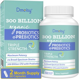 Probiotics for Women and Men, 300 Billion CFU 24 Strains Probiotics + 15 Organic Herbs Prebiotics Blend, Shelf Stable Gut Health Supplement for Digestive Immune & Whole-Body Health, 6 Month Supply