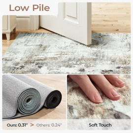 Carpelux 8x10 Area Rugs for Living Room, Abstract Neutral Large Washable Rug, Indoor Soft Non-Slip Floor Carpet for Bedroom Dining Room Home Decor, Brown/Grey