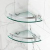 Bathroom Shelves, Glass Shelf Wall Mounted Tempered Glass Corner Shower Shelf with Aluminum Rail for Bathroomï¼2 Packï¼