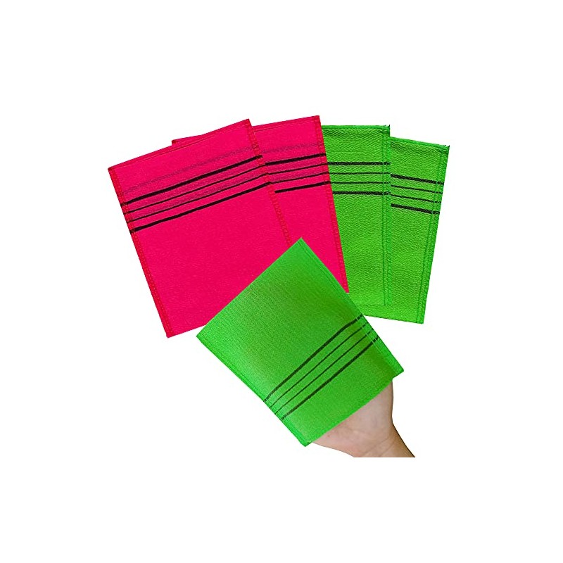 The Original Korean Exfoliating Mitt Body Scrub 4pcs (Green2 Red2)