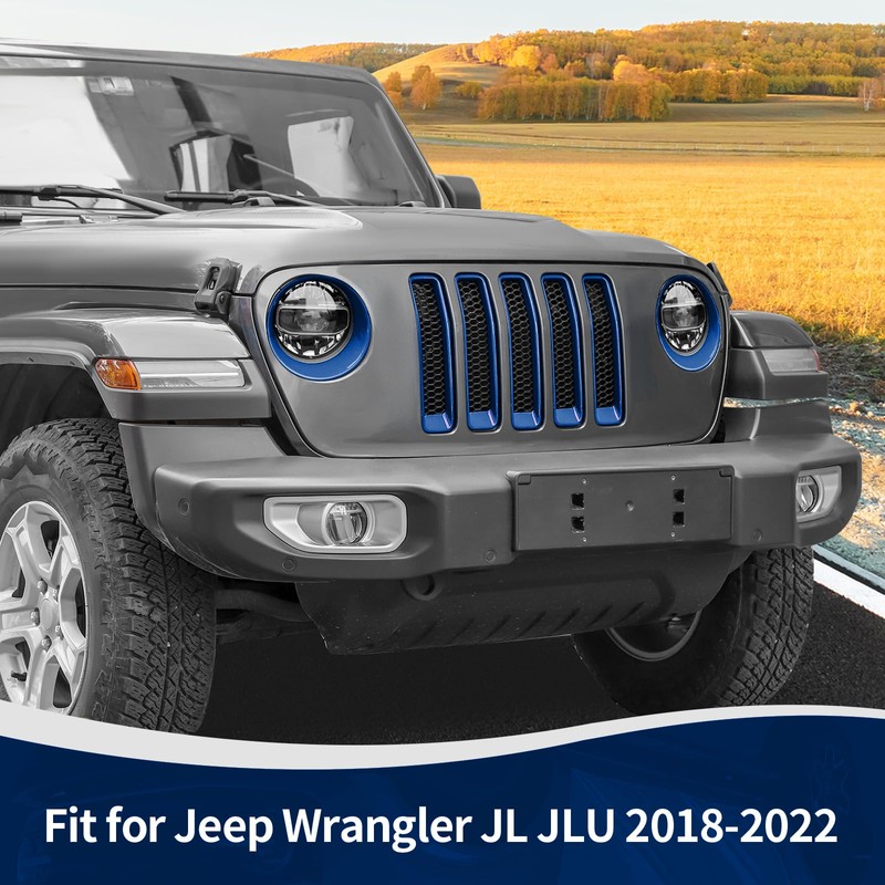 RT-TCZ for Wrangler JL Mesh Front Grille Grill Insert Headlight