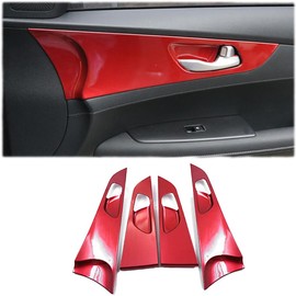 MUXEE Inner Door Pull Handle Bowl Decoration Panel Protect Cover Trim For Kia Forte K3 2019 2020 2021 2022 2023 2024 - ABS wine red Sport Interior Accessories