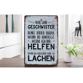 Hioni Wir SIND Geschwister Helfen Laughter Vintage Tin Sign Poster Wall Decoration Metal Door Sign