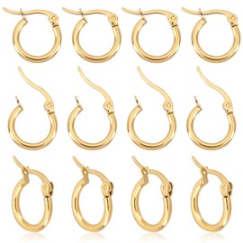 UNICRAFTALE 12 Pairs Golden Hoop Earrings Stainless Steel Earring Hooks Metal Hoop Earrings 1 x 0.7 mm Pin Women Earrings Set DIY Earrings Accessories for Women Earrings Jewellery Making
