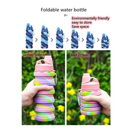Mamibot Botellas de agua plegables de silicona, botellas de agua plegables reutilizables, botellas de agua portátiles a prueba de fugas de 16 onzas con mosquetón para viajes, camping, senderismo, sin BPA, azul oscuro