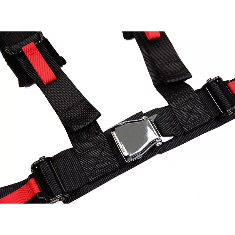 ANIKI BLACK 4 POINT AIRCRAFT BUCKLE SEAT BELT HARNESS w/