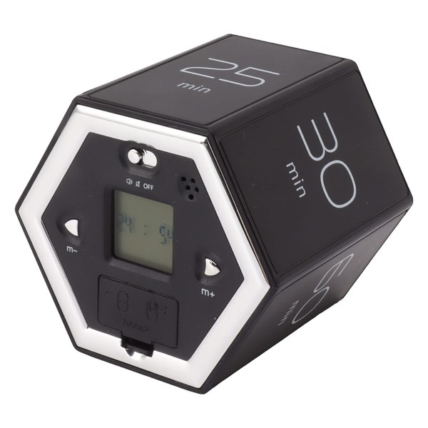 Rotating Productivity Timer With Clock, Pomodoro With 5/15/30/45/60 Minute Presets,
