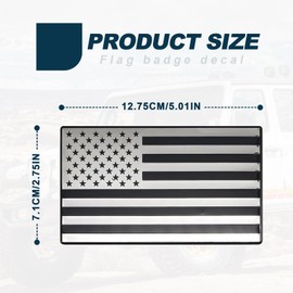 2 Pack Embossed 3D Metal American Flag Emblem Decal Stickers, 5" x 3" Patriotic USA US Flag Car Decals Bumper Stickers USA Bumper Sticker Compatible with Truck, RV, SUV, Motorcycle (Silver)