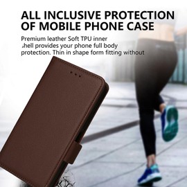 KZIOACSH Wallet Case for UMIDIGI Note 100 5G/Note 100A with Cash and Card Slots, Ultra Slim PU Leather Holster Stand Shockproof Case Full Protection Magnetic Closure Kickstand Bumper Cover,Brown