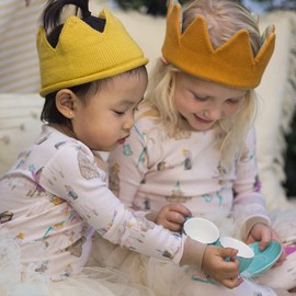 Burt's Bees Baby Girls' Little Kid Pajamas, Tee and Pant 2-Piece Pj Set, 100% Organic Cotton, Tea Time