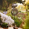 KAIXOXIN Garden Solar Lights Metal Cat Crackle Glass Globe Stake
