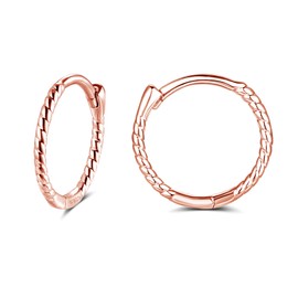 Cangall Silver Hoop Earrings for Women, 925 Sterling Silver Twisted Hoop Earrings, Hypoallergenic Small Cartilage Sleeper Hoop Earrings Rose Gold Huggie Earrings Jewelry Gift for Birthday Christmas