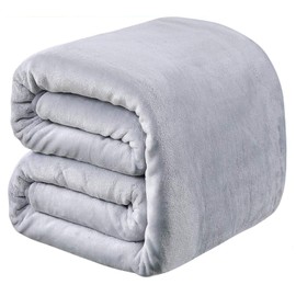 Polar Fleece Blankets King Size for The Bed Extra Soft Brush Fabric Super Warm Bed Blanket Lightweight Couch Blanket 90" x 108"(Light Gray King)
