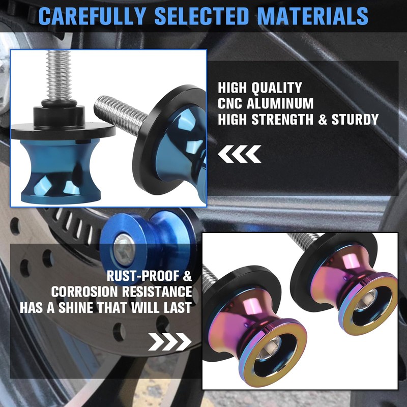 CHIFUN 2Pcs 6MM M6 X1.5 Motorcycle Swing Arm Spools Sliders