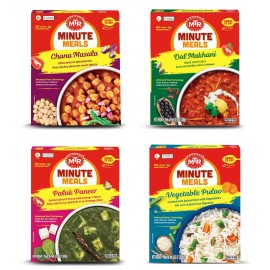 MTR Minute Meals Ready To Eat, Suitable for Veg Assorted Pack of 4- 300g/10.58oz - Maharaja Mix