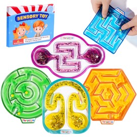 Squishy Sensory Fidget Toys for Kids - 5-Pack Maze Sensory Toy for Anxiety & Stress Relief, Calm Down Corner Supplies for Autism & Special Needs Children, Quiet Small Fidget for Classroom Prizes