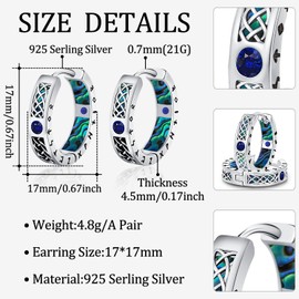 Odinstone Men Earrings Sterling Silver Vikings Celtic Earrings Nordic Runes Jewelry Hypoallergenic Stylish Hip Hop Hoop Earring for Women