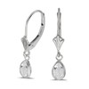 14k White Gold Pear White Topaz Bezel Lever-back Earrings