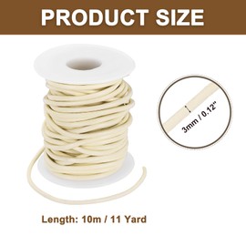 PATIKIL 11 Yard x 3mm Round Leather Cord for Jewelry Making, Leather String Lace Leather Rope Spool for Crafting Necklace Bracelet Beading Lanyard Braiding, Beige