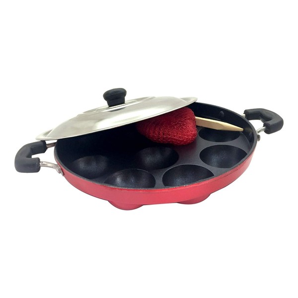 Nonstick Appam Patra Paniyaram Appam Pan with Stainless Steel Lid