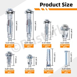 Rustark 40pcs M4 M5 M6 Hollow Drywall Anchors and Screws Assortment Kit Including Zinc Drywall Anchor Jack Nuts Petal Nuts Cement Bolt Expansion Tube Self Tapping Screw for Wall Hanging Cardboard