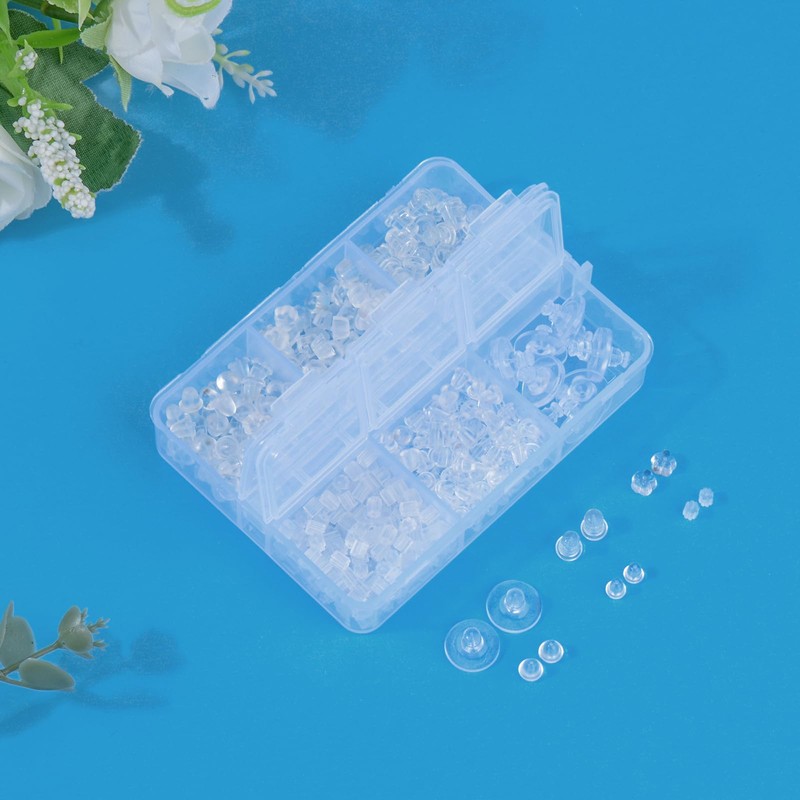 6 Styles Silicone Earring Backs for Studs/Droopy Ears/Heavy Earring, 600